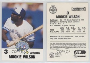 1991 Toronto Blue Jays Fire Safety Mookie Wilson