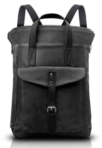 ORNA'S Art Swan Everyday 100% Cuero Unisex Mediano Bolso de Mano Mochila Negro - Imagen 1 de 3