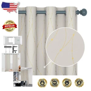 Cortinas oscuras de línea ondulada beige de 2 paneles - Cortinas de aislamiento térmico de 84 pulgadas - Imagen 1 de 10