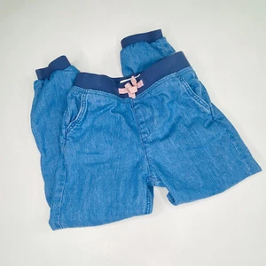 H&M LOGG Girls Blue Denim Jogger Lined Jeans 4-5 - Picture 1 of 3