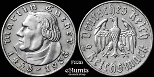 Deutschland, Drittes Reich, 2 Mark 1933 A, Berlin, Luther, ss-vz - Bild 1 von 4