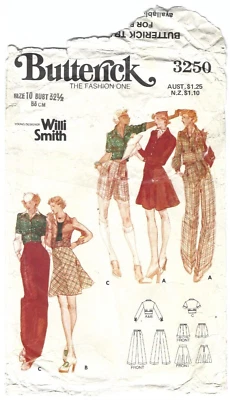 Butterick Sewing Pattern 3250, Willi Smith Vintage Jacket, Skirt, Pants, Size 10 - Image 1 of 3