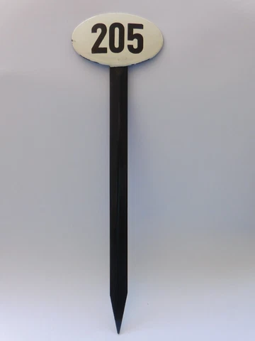 Vintage Sweden Enamel Porcelain Garden / Yard House Number 205 Sign on Stick Cover