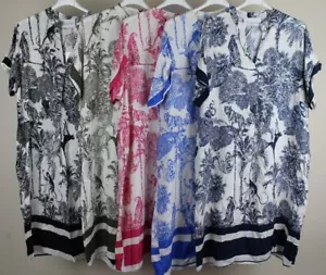 Neu schrulliges italienisches Lagenlook Tiermotiv schwimmendes Kleid im Kaftan-Stil - Bild 1 von 2