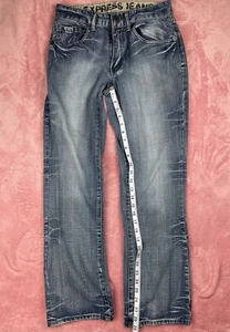 Express Kingston Herrenjeans 30x32 Blau Medium Wash Straight Fit, Distressed - Bild 1 von 5
