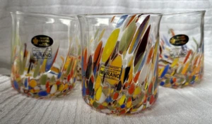 Nuevo con etiquetas Taza de cristal de mosaico de confeti de Murano manchas amarillas Italia Nuevo conjunto de 4 - Imagen 1 de 10