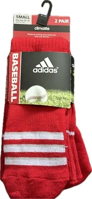 NUEVO CON ETIQUETAS CALCETINES DE BÉISBOL ADIDAS COMPRESIÓN CLIMALITE 2 PARES ROJOS PEQUEÑOS 13C-4 Foto 1 de 2