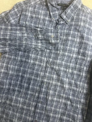 Camisa JOHN VARVATOS EE. UU. Para Hombres M Con Botones Manga con Pestaña Enrollable Algodón Geométrico Foto 1 de 4