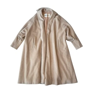 L.Magnin Vintage 60s Cashmere Beige Overcoat Woman Size XL - Picture 1 of 11