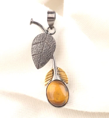 Gelber Tigerauge Edelstein 925 Sterlingsilber Handarbeit Schmuck Anhänger 1,6... - Bild 1 von 4