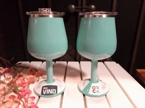 2 x ORCA Vino Stainless Wine Travel Tumbler 15 oz Seafoam / Turquoise  NWT - Picture 1 of 7