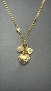 Coach Heart Crystal Pendant Gold Tone Necklace - Picture 1 of 6