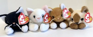 Ty Beanie Babies Zip Flip Nip Snip Kitten Cat Beanie Stuffed Plush NWT Lot - Picture 1 of 6