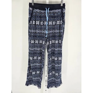 Nautica Womens Sz S Winter Holiday Pajama Pants Blue White Fair Isle  - Picture 1 of 4