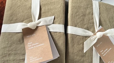 West Elm EUROPEAN FLAX LINEN King Shams ~Set of Two~  In Cedar NWT Green - Image 1 of 4