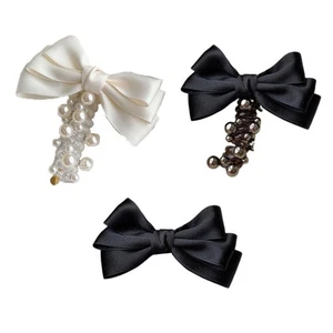 Plastic Stretchable Hair Scrunchies With Pearls For Ponytail Bubble Braids - Picture 1 of 8
