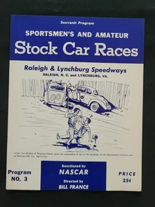 1954 NASCAR Raleigh/Lynchburg Speedway Program #3, Sportsmen's Stock Car Races - Picture 1 of 8