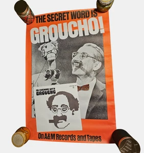 Poster promozionale Groucho Marx una serata con Groucho 24x36 vintage anni 70 A&M commedia - Foto 1 di 8