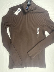 NWT - Vintage GAP Y2K Turtleneck Ribbed Sweater Womens XL - 100% Cotton - Brown - Picture 1 of 7