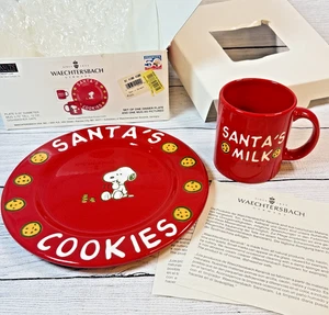 Waechtersbach Germany Snoopy Peanuts Dinner Plate & Mug Cookies for Santa w/Box - Picture 1 of 10