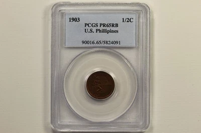 1903 Philippines 1/2 Centavo Proof PCGS PR65RB - Image 1 of 4