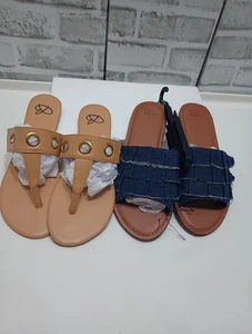 Paket mit zwei Riemen-Slipper Sommersandalen Boblie Brooks/ Time And Tru Größe 8 - Bild 1 von 15