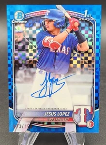 2025 Bowman Jesus Lopez Chrome Auto Blue X-Fractor 1st #58/150 Rangers - Picture 1 of 2