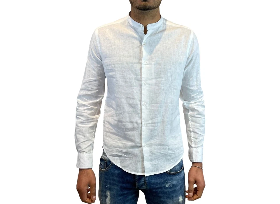 STILL Camicia Collo Coreana Scollo Coreano Lino Cotone Vari Colori Primavera ... - Immagine 1 di 1