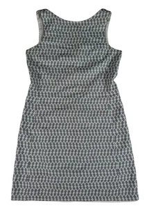 Theory blau weiß Geometrisches Muster U-Ausschnitt ärmellos A-Linie Kleid Damengröße 8 - Bild 1 von 24