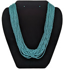 Vintage turquoise multi strand seed bead necklace made in Nepal