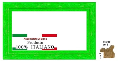 Cornice in legno Verde fluo per stampe,poster,foto,fumetti,puzzle. Spessore cm 3 - Immagine 1 di 4
