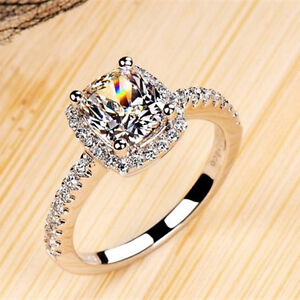 2ct Princess Cute Engagement White Gold Filled Womens Yellow/White Ring Size 4-9