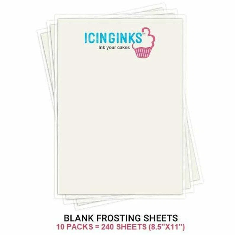 Hojas de glaseado comestibles Icinginks 10 paquetes (240 hojas, 8,5" X 11") tamaño A4  Foto 1 de 1