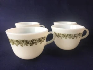 4 Vintage Pyrex Spring Blossom Milk Glass Cup Mug Crazy Daisy Coffee Flat Cup - Picture 1 of 11