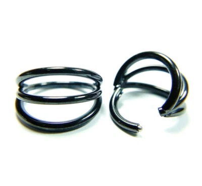 1pc Solid Titanium Triple Hoop Hinged Segment Ring Helix Cartilage Clicker - Image 1 of 3
