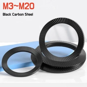 Schnorr Serrated Safety Locking Washers Black Steel Disc Spring Washer M3-M36 - Picture 1 of 9