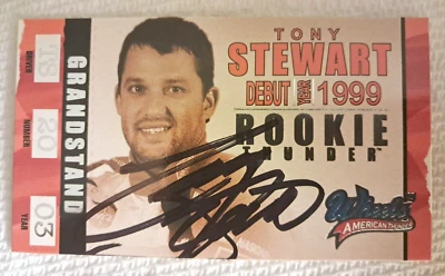 2003 Tony Stewart Autographed Wheels Rookie Thunder Grandstand Ticket RT 32/36 - Image 1 of 4