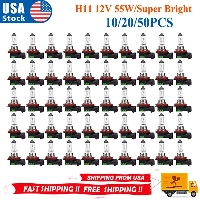 1-50PC H11 12V 55W/Super Bright Ultra White Fog Halogen Bulb Car Head Light Lamp - Image 1 of 4