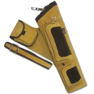 4 TUBES LEATHER RECURVE/COMPOUND/LONGBOW ARROW BAG SIDE/HIP/WAIST BELT QUIVER - Picture 1 of 5
