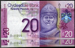 real 2009 Clydesdale Bank £20 Twenty Pound UNC Scottish replacement ZZ banknotes - Picture 1 of 2