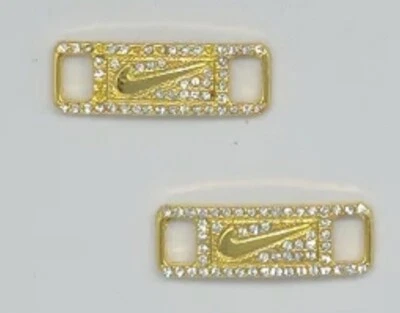 Nike Repuesto Encaje Etiquetas Zapato Insignia Swoosh Etiquetas Oro Dubraes Diamantes NUEVO GOTEO Foto 1 de 4