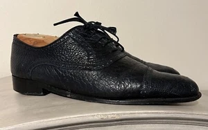 Scarpe stringate Zelli uomo esotiche nere gamba struzzo pelle punta cappuccio misura 10,5 M - Foto 1 di 11