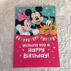 Happy Birthday Hallmark Card: Happy Birthday Mickey Minnie and Pluto - Picture 1 of 2