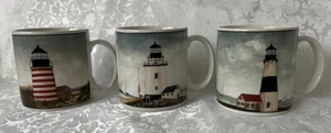 Sakura Mugs By The Sea Lot of 3 David Carter Brown Vtg Lighthouse Nautical - Picture 1 of 14