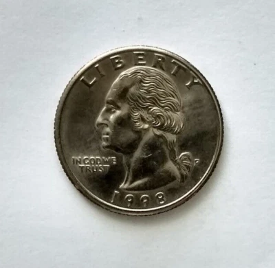 USA US United States UNC ¼ Quarter Dollar 1998 "Washington Quarter" 24.26mm 5.7g - Image 1 of 2