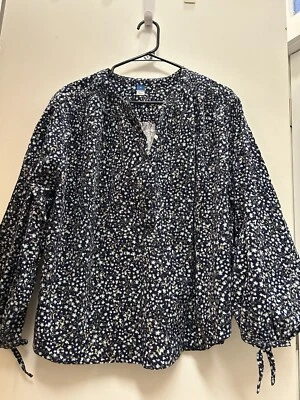 Blusa Floral Azul Pana Suave Mangas Lazo Campana 3/4 Abotonada XL Azul Marino Antiguo Foto 1 de 4
