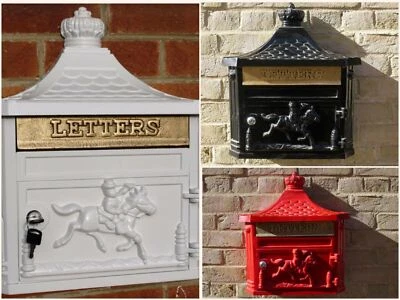 Vintage Victorian Style Red Wall Mounted Outdoor Letter Mail Post Box Lockable - Image 1 of 4
