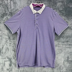 Greyson Golf Polo Shirt Men XL Purple Stripe Button Down Contrast Collar Stretch - Picture 1 of 10
