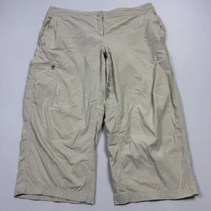 L.L. Bean Cropped Capri Pants Outdoor Hiking Beige Nylon Spandex Women 14 Petite - Picture 1 of 10