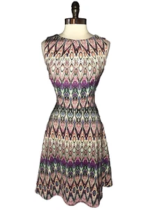 DRESSBARN Size 12 A-Line Dress Black Purple Blue Sleeveless Stretch Woven - Picture 1 of 7